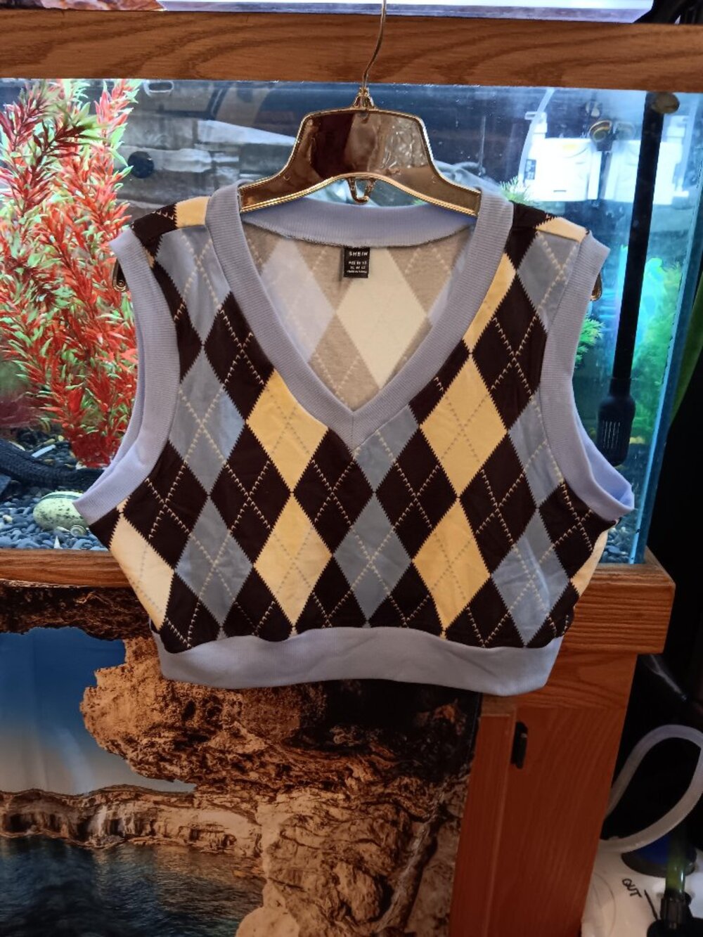 Shein Xl Women's Argyle V-Neck Sleeveless Vest Nwot Sexy! Rare!